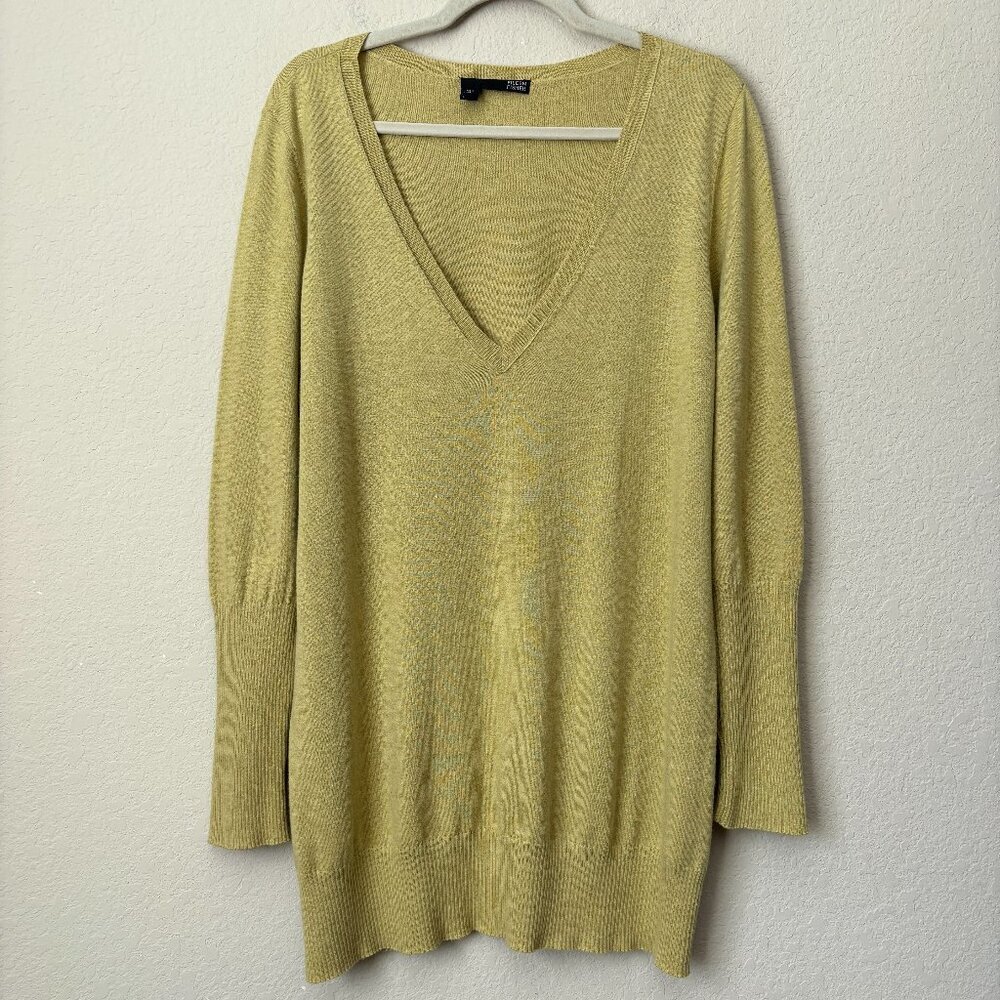 Eileen Fisher Organic Cotton Cashmere V-Neck Longline Sweater Tunic